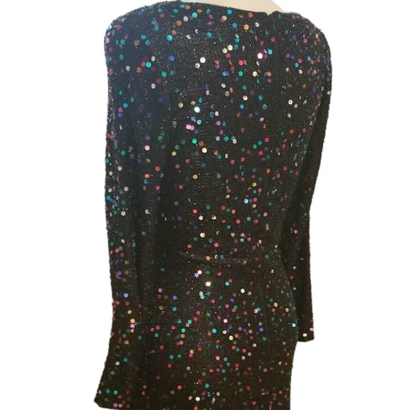EUC | STUNNING | Oleg Cassini | Black Beaded Dress | Confetti Sequins | Size: 12 - Picture 10 of 16